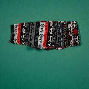 Holiday Patterned Leggings - Red, Black, White One Size Plus